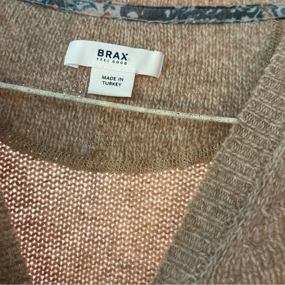 Brax Crew Neck Sweater‎ Mens L Tan Marl  Rick Long Sleeve Knit Pullover Luxury